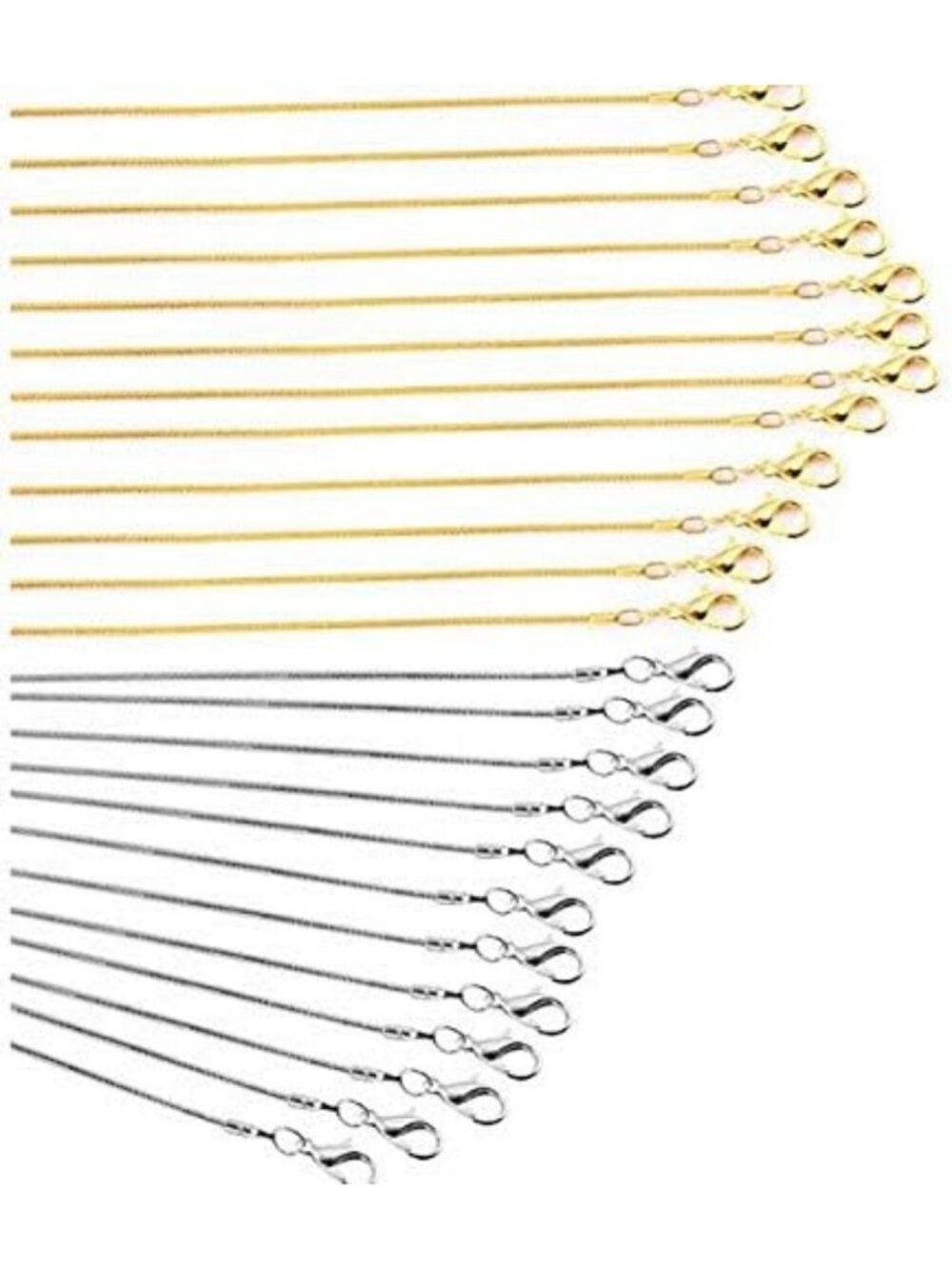 24 Pack Gold & Silver Plated 1.2mm Snake Chains Necklaces for Jewelry Making